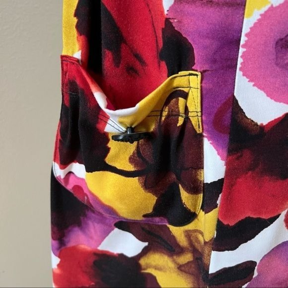 Dress Womens Small Multi-Colored Floral Print Pockets Stretch Sleeveless - Picture 7 of 15